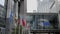 Eu parliament building and member state flags at brussels