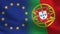 EU and Portugal Realistic Half Flags Together