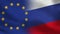 EU and Russia Realistic Half Flags Together