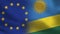 EU and Rwanda Realistic Half Flags Together