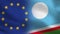 EU and Sakha Republica Realistic Half Flags Together