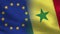 EU and Senegal Realistic Half Flags Together