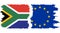 EU and South Africa grunge flags connection vector