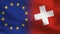 EU and Switzerland Realistic Half Flags Together