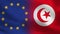 EU and Tunisia Realistic Half Flags Together