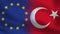 EU and Turkey Realistic Half Flags Together