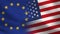 EU and USA Realistic Half Flags Together - European Union