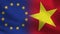 EU and Vietnam Realistic Half Flags Together