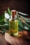 Eucalyptus essential oil in a bottle. Generative AI,