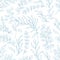 Eucalyptus twigs hand drawn seamless pattern. Exotic plants branches, tropical flora foliage blue ink sketch texture