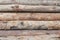 eucalyptus wood used in the construction site. old eucalyptus wall background.