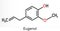 Eugenol, clove essential oil molecule. Is used as flavoring for foods and teas and as herbal oil  to treat toothache. Skeletal