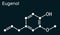 Eugenol, clove essential oil molecule. Is used as flavoring for foods and teas and as herbal oil  to treat toothache. Skeletal