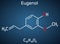 Eugenol, clove essential oil molecule. Is used as flavoring for foods and teas and as herbal oil  to treat toothache. Structural