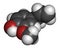 Eugenol herbal essential oil molecule. Present in cloves, nutmeg, etc. 3D rendering. Atoms are represented as spheres with.