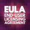 EULA - End User Licensing Agreement acronym, technology concept background