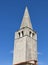 Euphrasian Basilica bell tower against blue sky in Porec