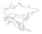 Eurasia. Continent with the contours of the countries. Vector drawing