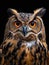 Eurasian Eagle Owl isolated on black background