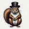 Eurasian squirrel in top hat and top hat. Vector illustration. ai generated