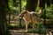 Eurasian wolf, Canis lupus, alpha male in a spring european forest (The Wolf - a critically endangered predator