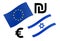 EURILS forex currency pair vector illustration. EU and Israel flag, with Euro and Shekel symbol