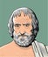 Euripides cartoon style portrait, vector