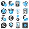 Euro banking business and service tools icons