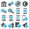 Euro banking business and service tools icons