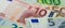 Euro banknotes in denominations of five, ten, twenty, fifty, one hundred. European currency. Cash money for payment. Financial