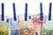 Euro banknotes hanging on laundry line