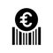 Euro, barcode icon. Black color