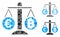 Euro Bitcoin balance weight Composition Icon of Irregular Pieces