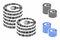 Euro coin columns Mosaic Icon of Round Dots