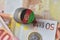 Euro coin with national flag of afghanistan on the euro money banknotes background.