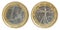 Euro coin obverse and reverse with path