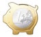 Euro coin piggy bank vector icon