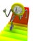 Euro coin robot running up on staircase illustration