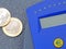 Euro coins with calculator