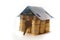 Euro Coins pile House with banknote roof and key