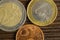 Euro coins on a wooden background. european money