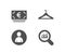 Euro currency, Avatar and Cloakroom icons. Data analysis sign. Eur banking, User profile, Hanger wardrobe.