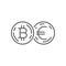 Euro Currency Exchange Bitcoin Thin Line Symbol Icon Design