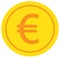 Euro currency icon or logo over a coin.