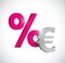 Euro currency and percentage symbol