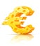 Euro currency sign made of yellow porous cheese