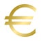 Euro currency symbol in gold color. Vector. Logo.