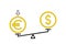 euro dollar balance scale, high currency value, finance exchange vector illustration