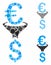 Euro Dollar conversion filter Mosaic Icon of Bumpy Pieces