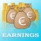 Euro Earnings Shows Salary Income 3d Illustration